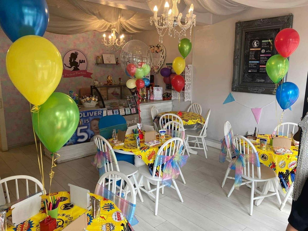 The Perfect Parteas party room set up for a children's birthday party